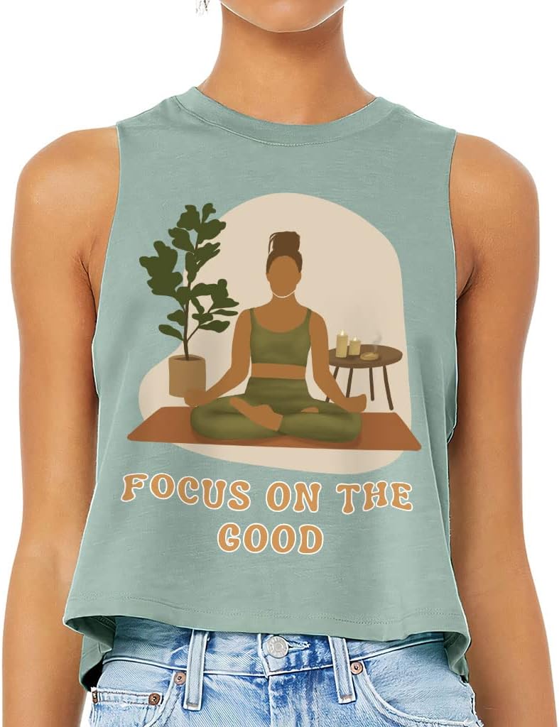 Focus on The Good Racerback Cropped Tank - Yoga Women's Tank - Happiness Tank Top