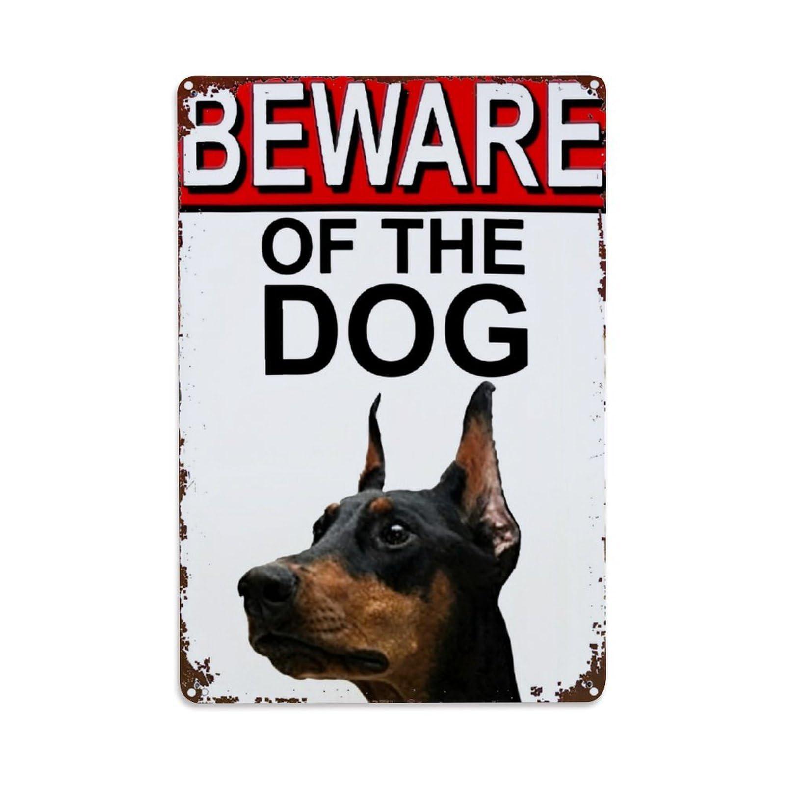 Beware Of The Dog Sign Retro Metal Tin Sign, Vintage Decor Art Poster for Bar, Home, Man Cave, Kitchen, Laundry Room Gift 8x12Inch