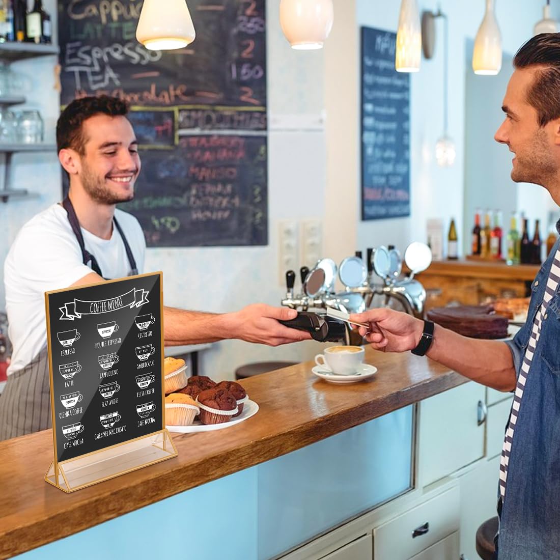 PPH-Sisy Acrylic Sign Holder 8.5X11 Gold Picture Frame ,Double Sided Clear Display Stand, Gold Plastic Acrylic Frames for Home Office Shop Restaurant (4pcs)