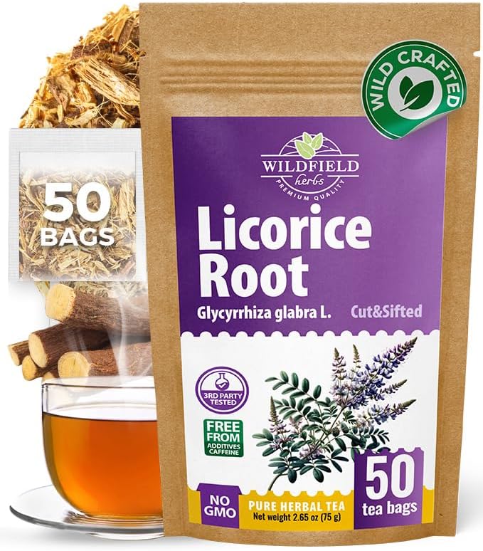50 Bags Licorice Root Tea Liqorish Root Tea Herb (Glycyrrhiza Glabra) - 50 Count 1.5g Bags Licorice Roots Raiz De Regaliz
