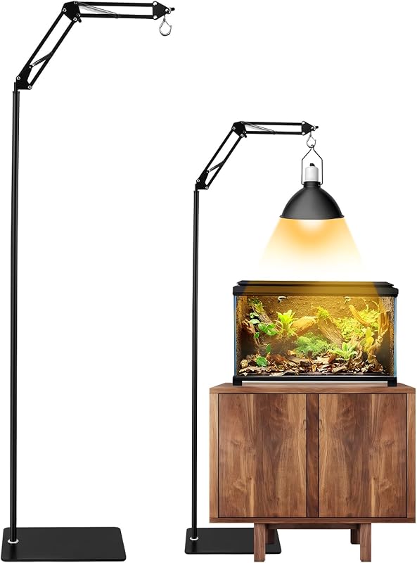 Luqixcey Support de lampe pour reptiles - Réglable de 40 à 180 cm - Rotation à 360 ° - Avec socle pour terrariums et vivariums - Sans lampes