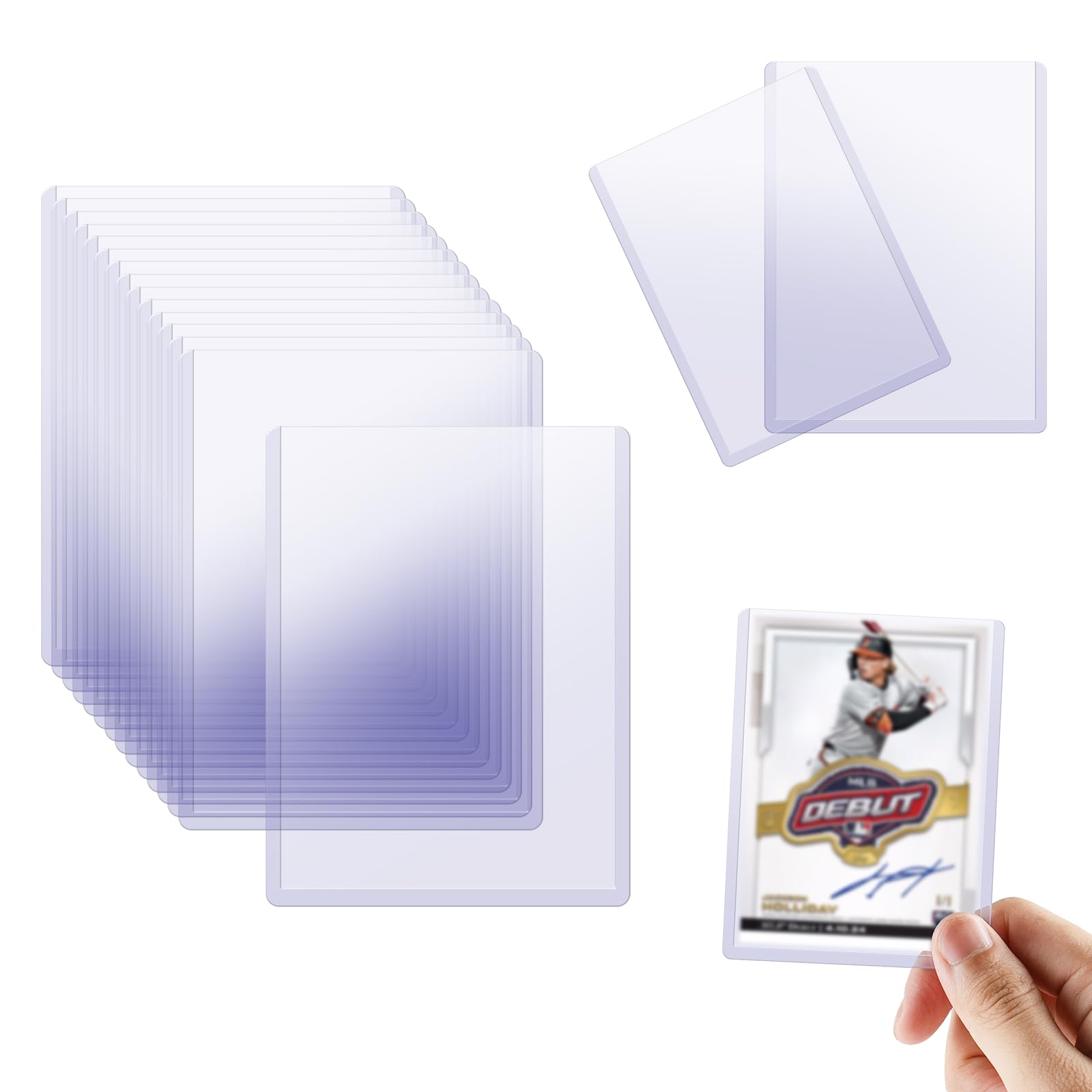 50Pcs Clear Card Sleeves, 35pt Hard Plastic Top Loaders, Trading Card Protectors for MTG/Yugioh Sports Cards (7.6x10cm)