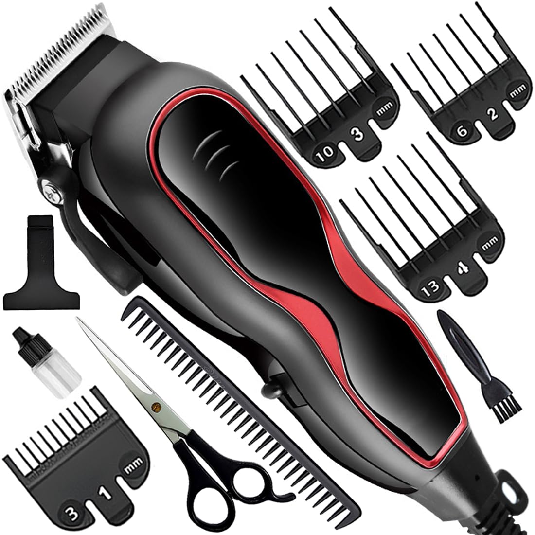Men Fully Waterproof Big Powerful Corded Hair Clipper Electric Razor Professional Saving Trimmer Beard Moustache Trimmer 7 Length Settings (Multicolor) H8-image-19