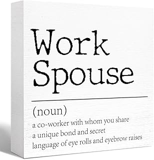 Work Spouse Gift,Work Spouse Definition Wooden Block Sign Desk Décor for Home Office Cubicle Table Décor, Office Gifts for Friend Coworker Employee