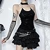 Women Black Gothic Camisole Crop Top Vintage Y2k Fashion Streetwear Tank Top Sexy Sleeveless Off Shoulder Goth Vest #3