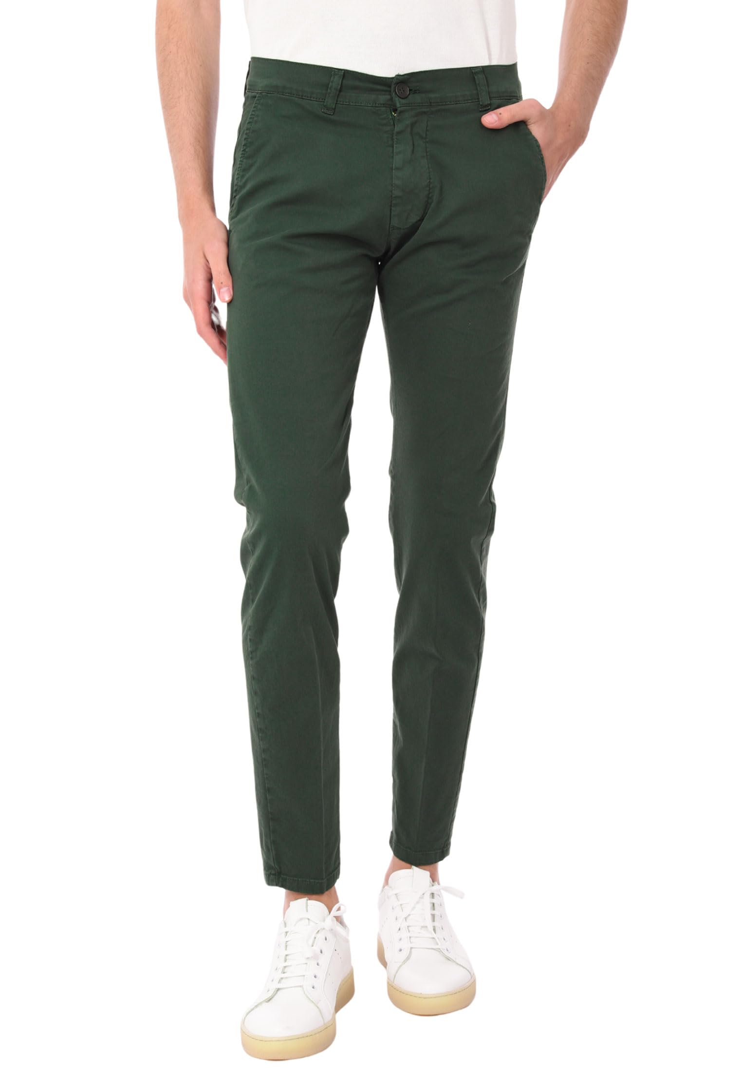 Ciabalù Pantaloni Uomo Eleganti in Cotone Taglie Comode Made in Italy Sartoriale Tinta Unita Modello Chino Capri Leggeri con Tasca America
