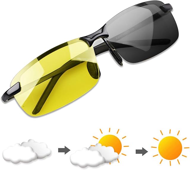 YIMI Polarized Photochromic Outdoor Sports Sunglasses for Men and Women Anti Glare UV400 Protection for Day and Night Driving Cycling Ski Golf Running Cycling Fishing