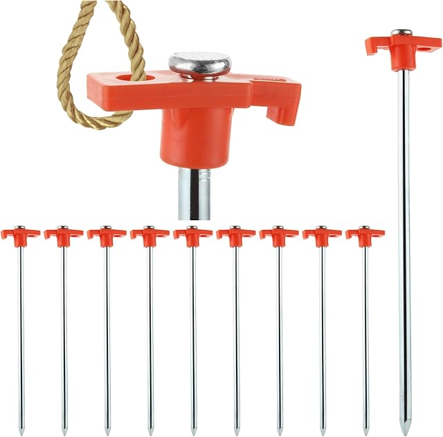 20 PCS Metal Rock Pegs For Awnings 10inch, Hard Ground Tent Camping Pegs Heavy Duty, Gazebo Awning Storm Camping Pegs For Camping Awning Traveling Netting Tarp (Orange)