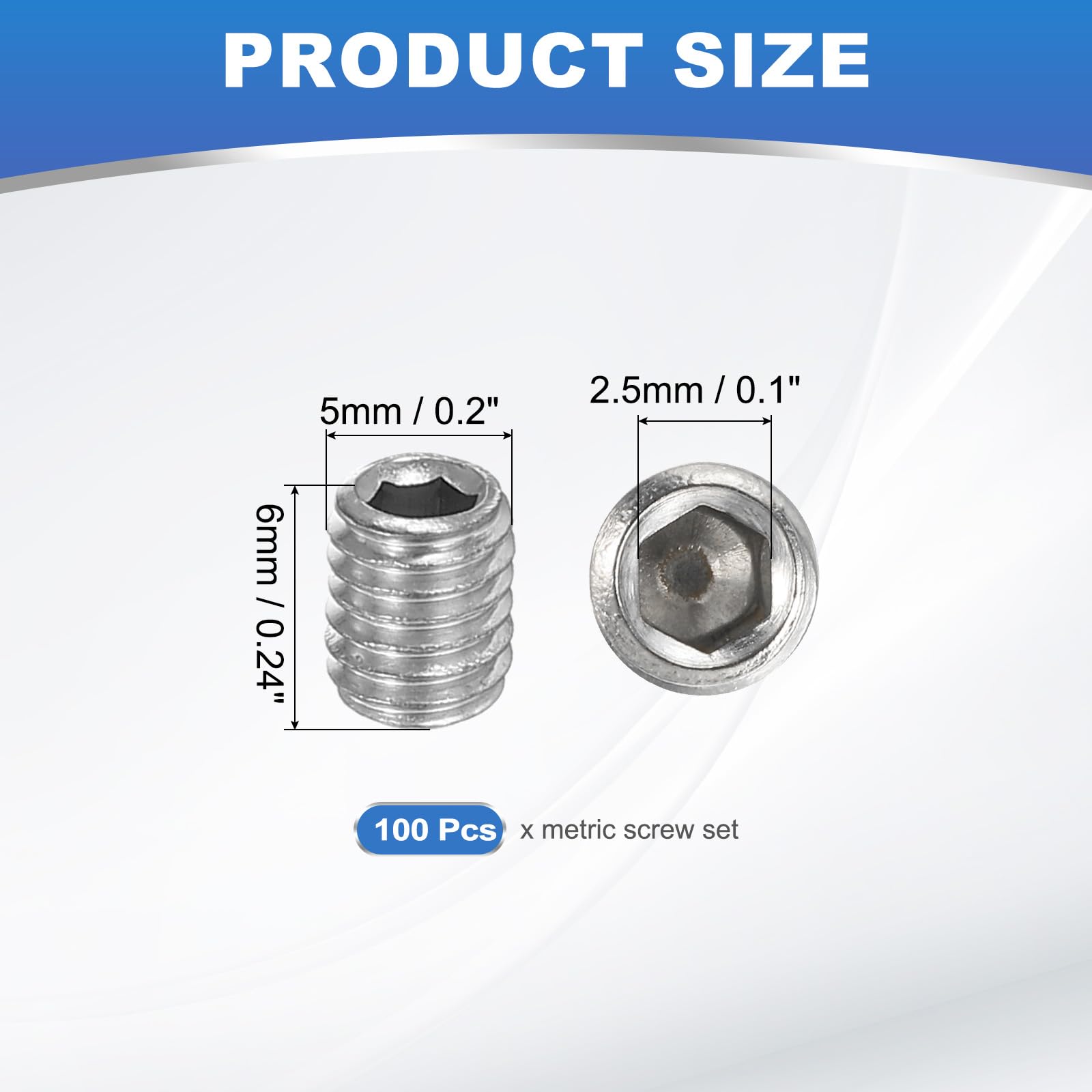 PATIKIL 100 Pcs Hex Socket Grub Screw - Image 2
