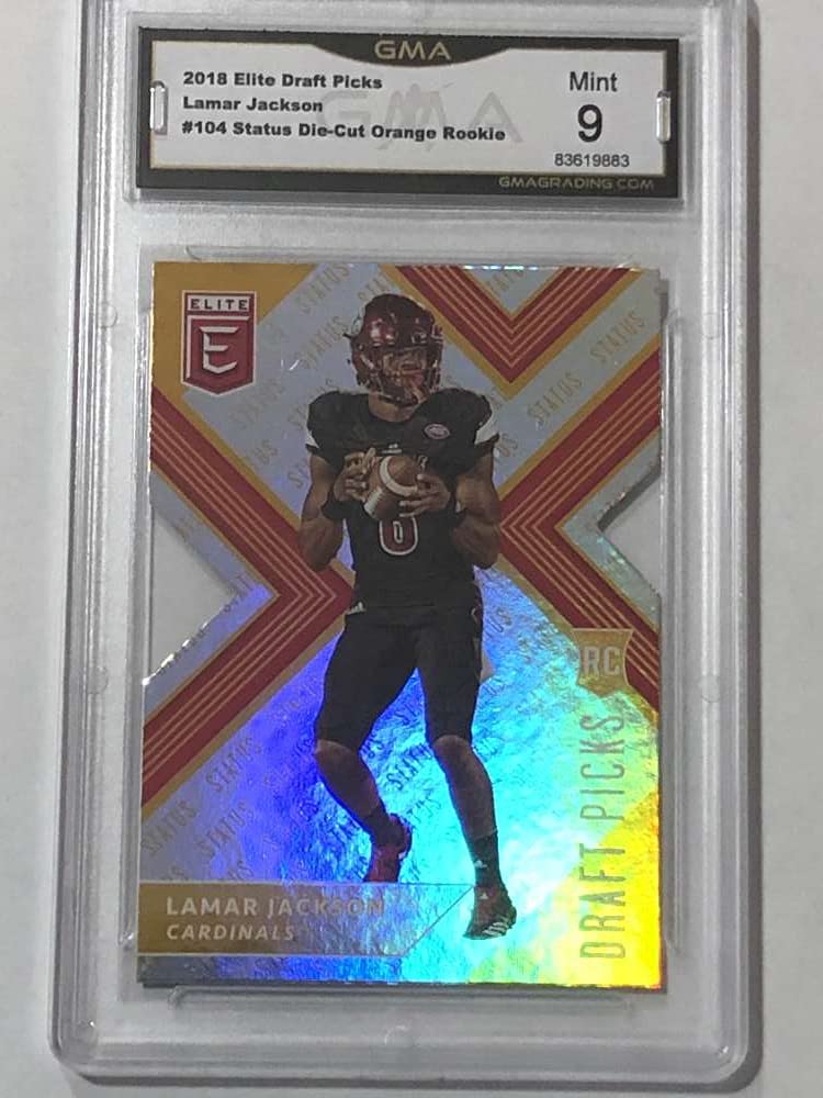 lamar jackson graded rookie card 2018 Panini Prizm #212 after graded card features an action shot of the Baltimore Ravens star Lamar Jackson 2018 Panini Donruss