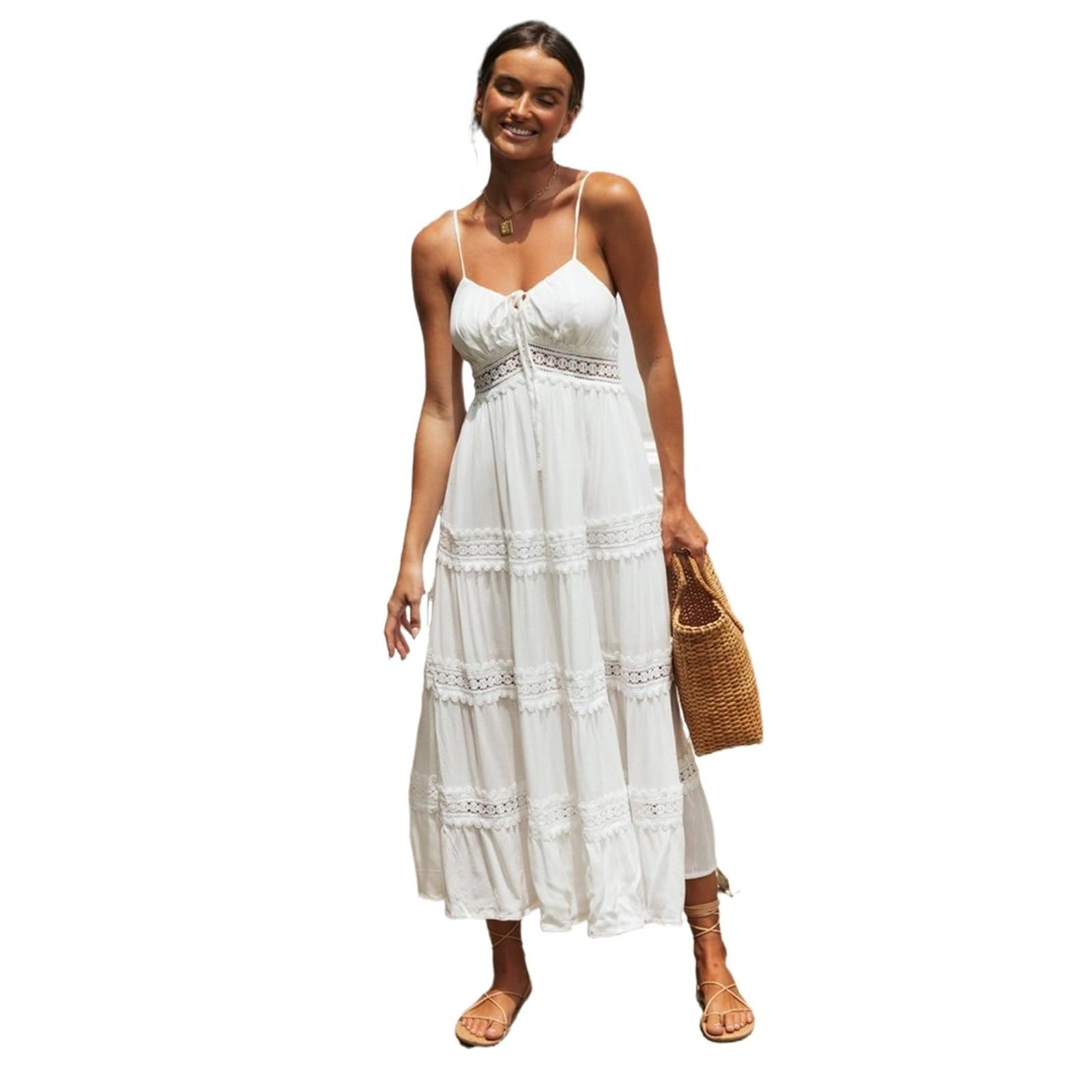 Dagin Unisex Kids White Summer Dress Casual Sleeveless Flowy Swing Beach Maxi Dresses Long Boho Sundress Vacation Outfits