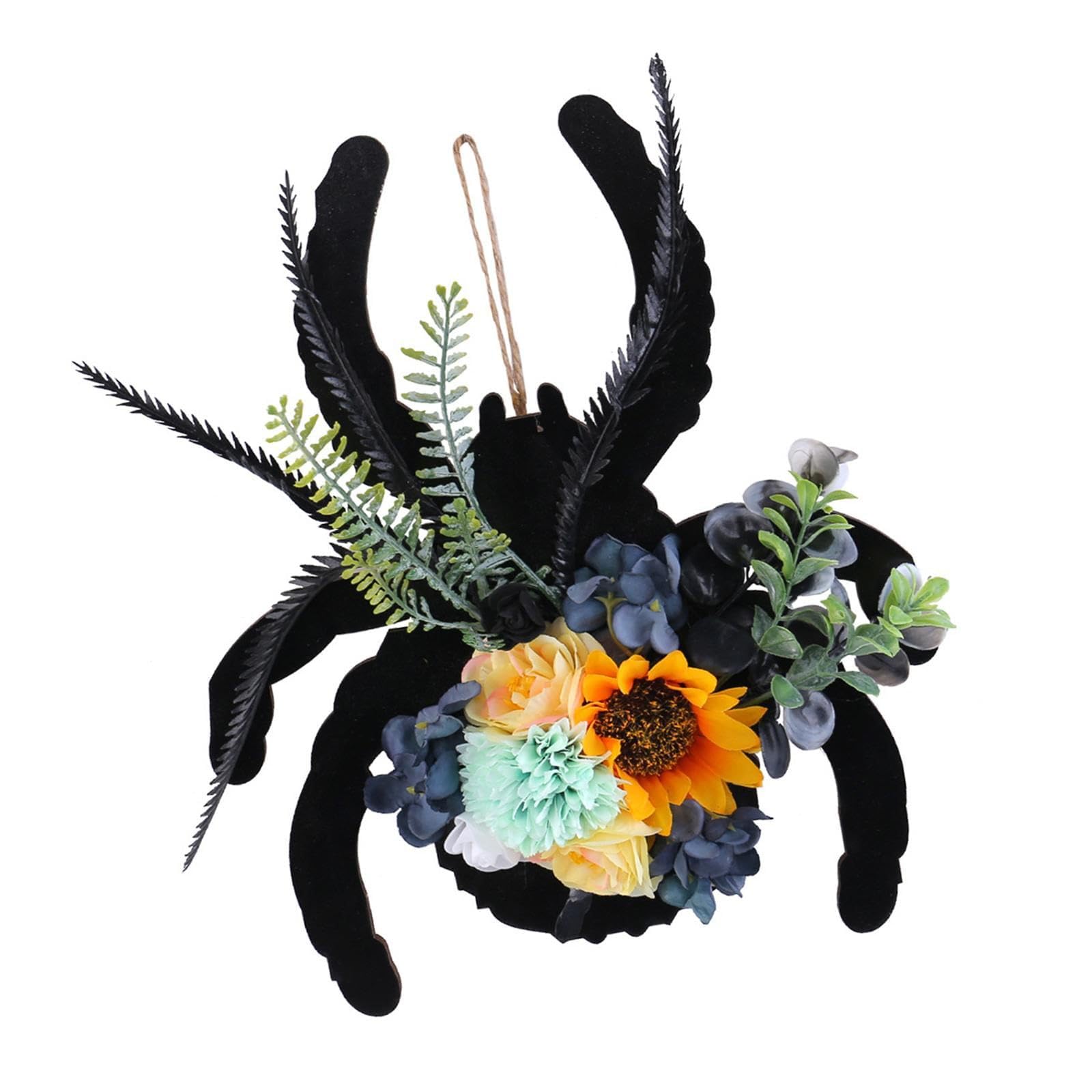 Xjdzineq Arachnid Shape Wreath with Artificial Flower and for Indoor and Outdoor Decoration Halloween Door Hanging Ornament Artificial Halloween Wreath