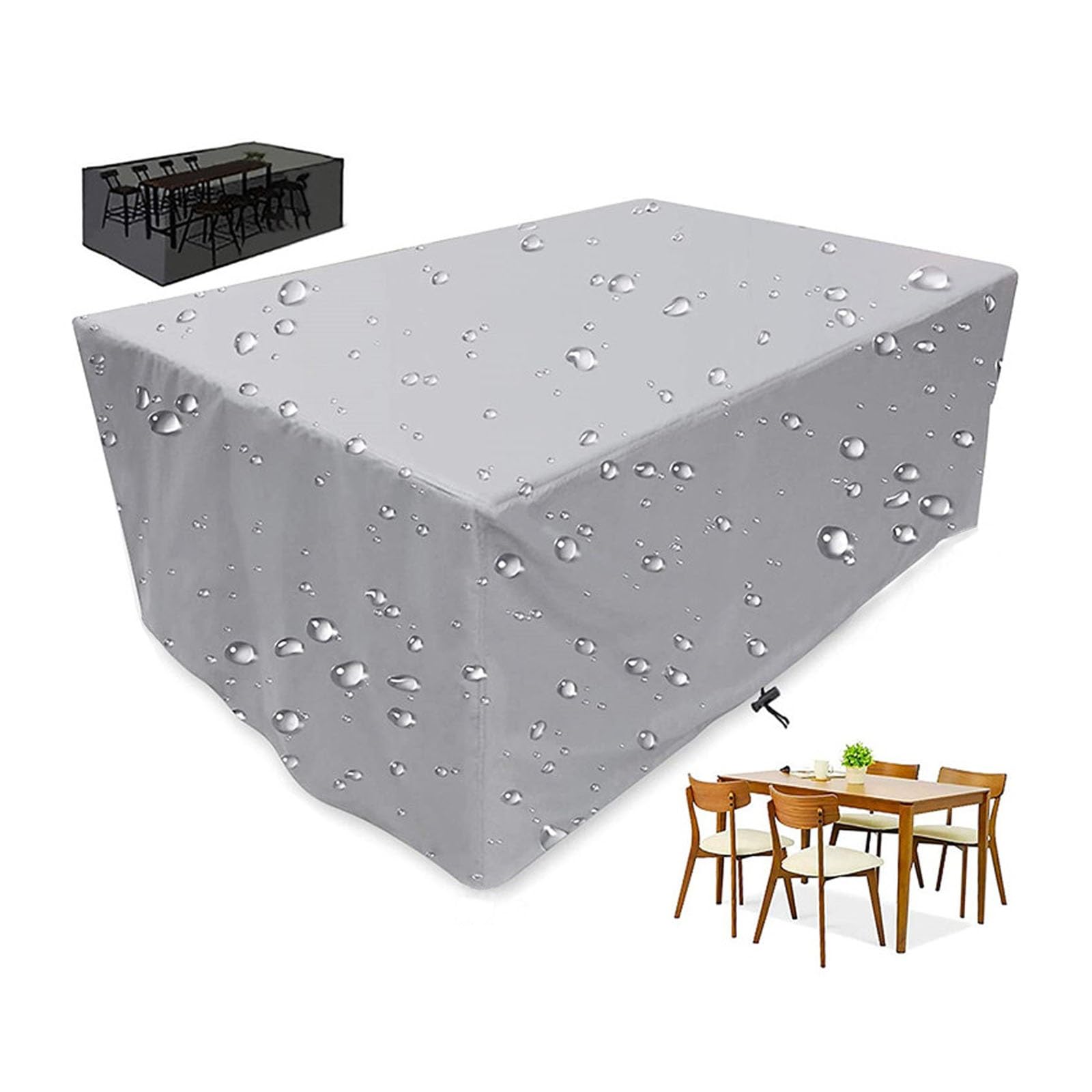 Funda Mueble Exterior Impermeable Jardin 472 x 218 x 116 cm, Paño de Oxford 420D, Anti-UV, Antipolvo Cubierta Protectora Exterior Impermeable, Gris Claro