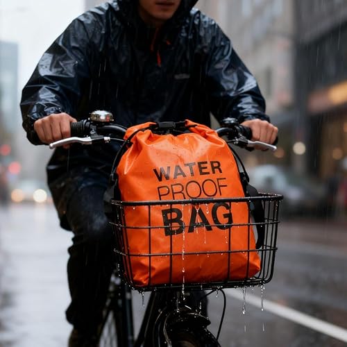 Miniatura 4 de Bolsa seca impermeable de 5L - Paquete sumergible naranja para kayak, natación y playa