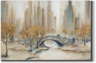 WEXFORD HOME Home Decor Landscape Canvas Wall Art Abstract Floral Painting Modern Pictures Artwork Decoration for Living Room Kitchen Bathroom Office, Ready to Hang, central park, 24x36
