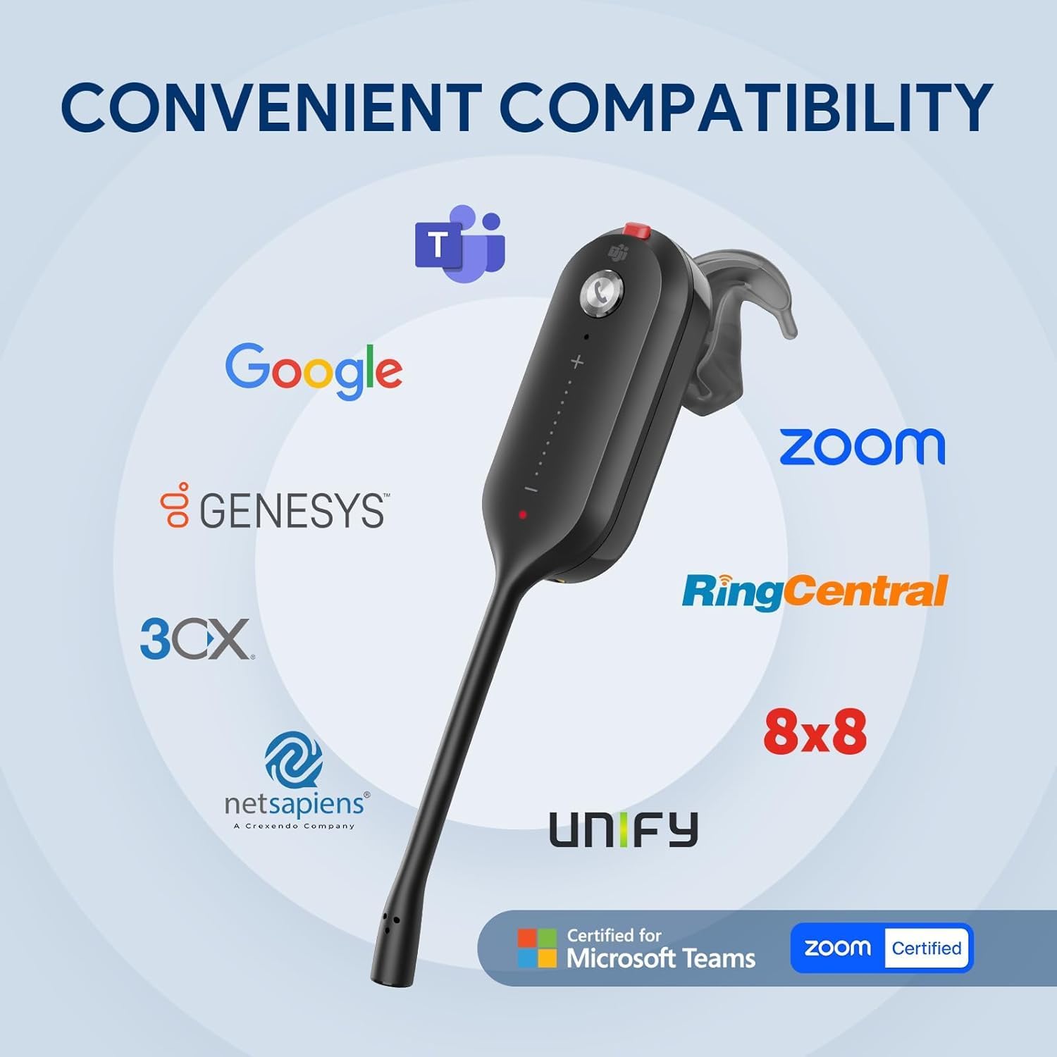 Yealink DECT Wireless Headset WH63 E2 UC, Zoom Teams Certified,Single Ear (Mono) Convertible Headset,Connects to Desk Phone&Computer,Noise Canceling Microphone,3 Wearing Styles