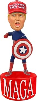 LEMONSODA Donald Trump 2024 Collectible for Patriotic Americans - Talking Bobblehead with Audio Line Iconic Phrases - Handmade Presidential Bobblehead Figure - Shield