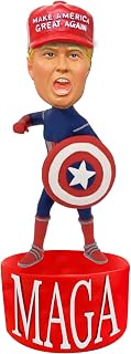 LEMONSODA Donald Trump 2024 Collectibles Merchandise for Patriotic Americans - Talking Bobble Head with Audio Lines, Iconic Phrases - Handmade President Bobbleheads Figures - (Shield)
