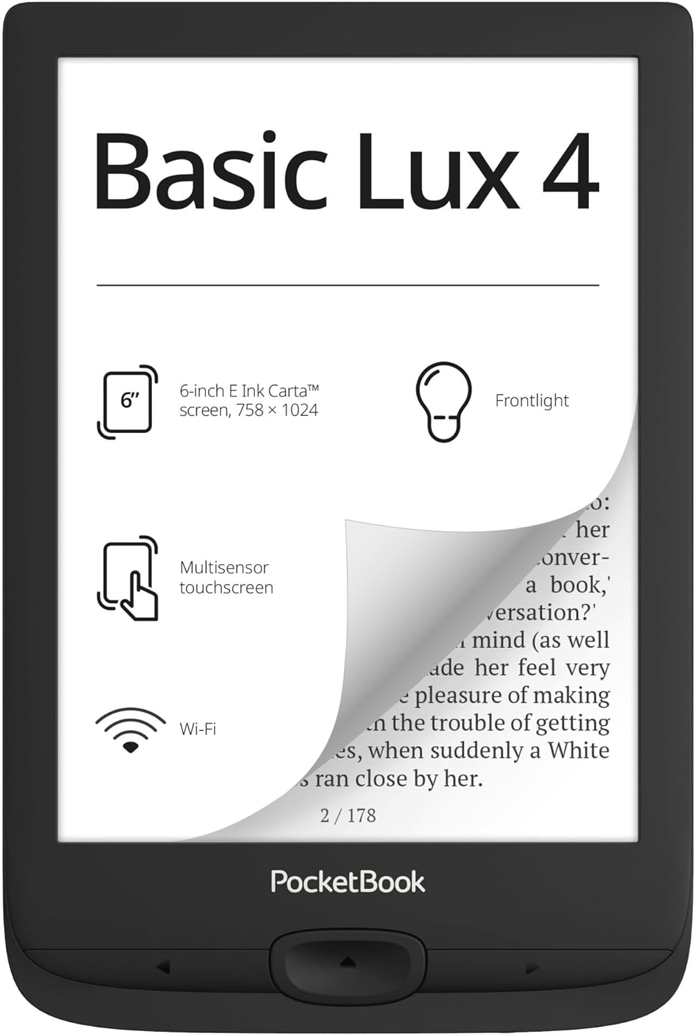 Pocketbook Basic Lux 4 E-Book Reader | 6ʺ Glare-Free & Eye-Friendly E-Ink Technology | Compact & Lightweight E-Reader | Frontlight | Touchscreen | Wi-Fi | Dictionaries | Micro-SD Slot Pocketbook Basic Lux 4 E-Book Reader | 6ʺ Glare-Free & Eye-Friendly E-Ink Technology | Compact & Lightweight E-Reader | Frontlight | Touchscreen | Wi-Fi | Dictionaries | Micro-SD Slot