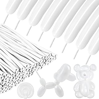 White Modelling Balloons 100 Pieces 260Q Long Twisting Balloon Latex Mag...