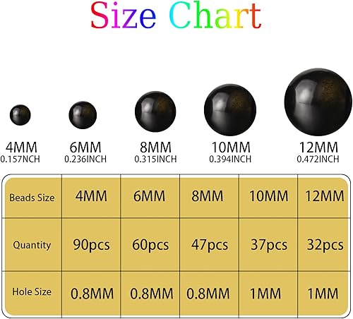 Miniatura 9 de Asingeloo Preciosa piedra preciosa natural de ágata negra de ónix mate de 0.394 pulgadas para la fabricación de joyas, piedra de energía curativa