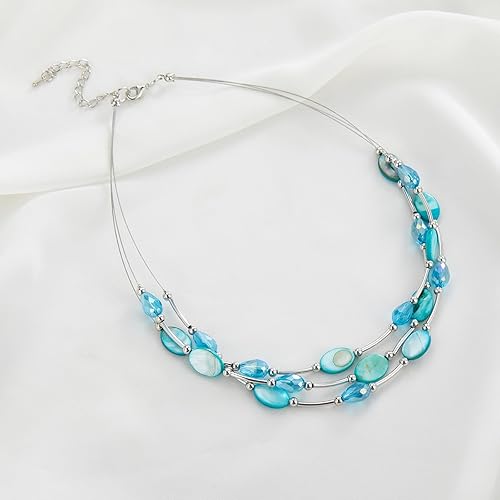 Miniatura 4 de Collar a capas con cristal para mujer, gargantilla con cadena de plata gruesa, regalo de cumpleaños para mujer