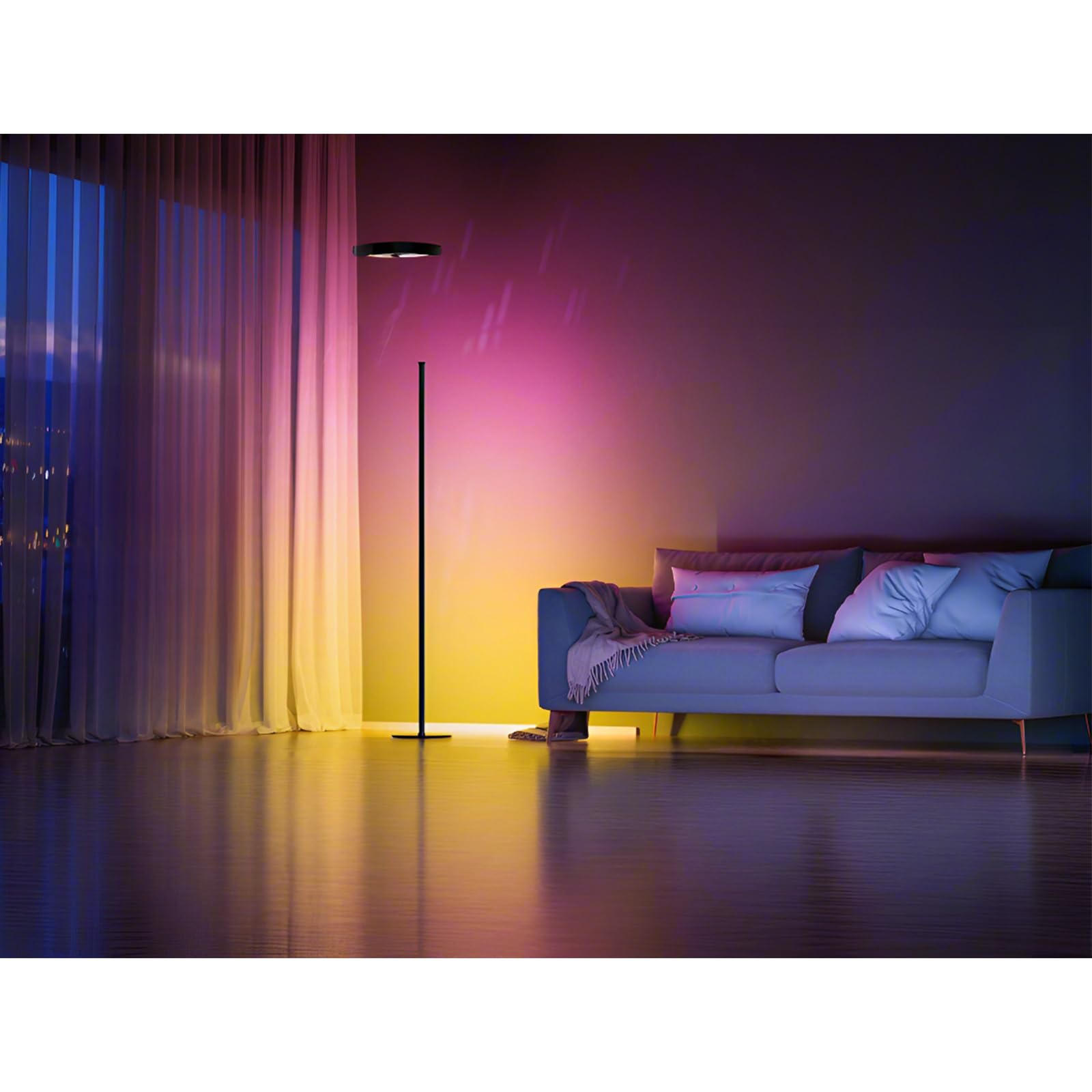 Lot de 2 Lampadaire LED d'Angle, 140cm Lampe sur Pied RGB avec APP et Télécommande,16 Millions Couleurs, Musique Sync et Temporisation, Lampe d'Ambiance Moderne pour Salon, Chambre et Décoration Fête