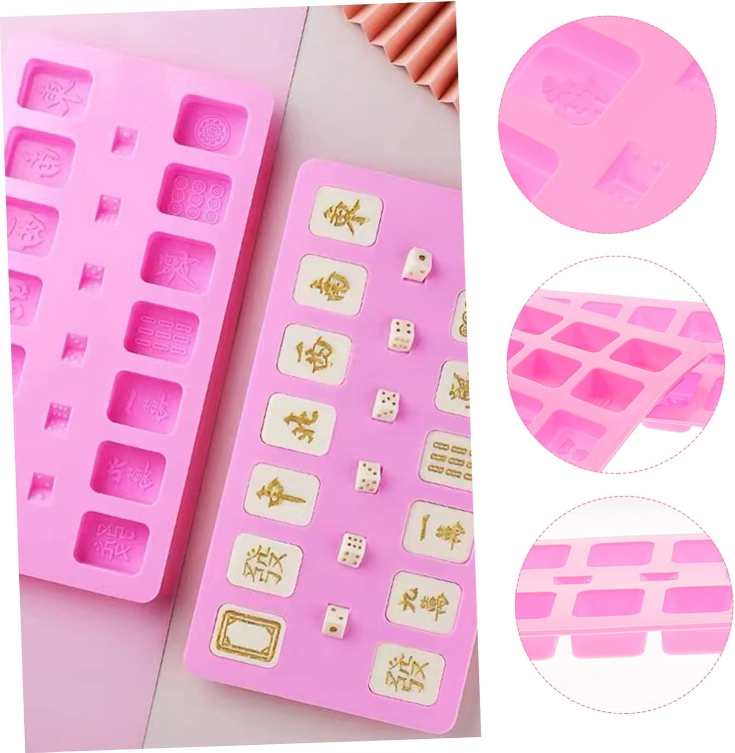 Angoily American Majong Mold 2pcs Silicone Dice Molds Epoxy Resin Art Craft Moulds Random Color