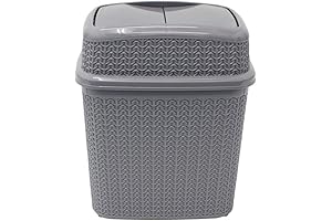 13-357GY Knit Design Loop Plastic JVL Product 10L Push Top Bin