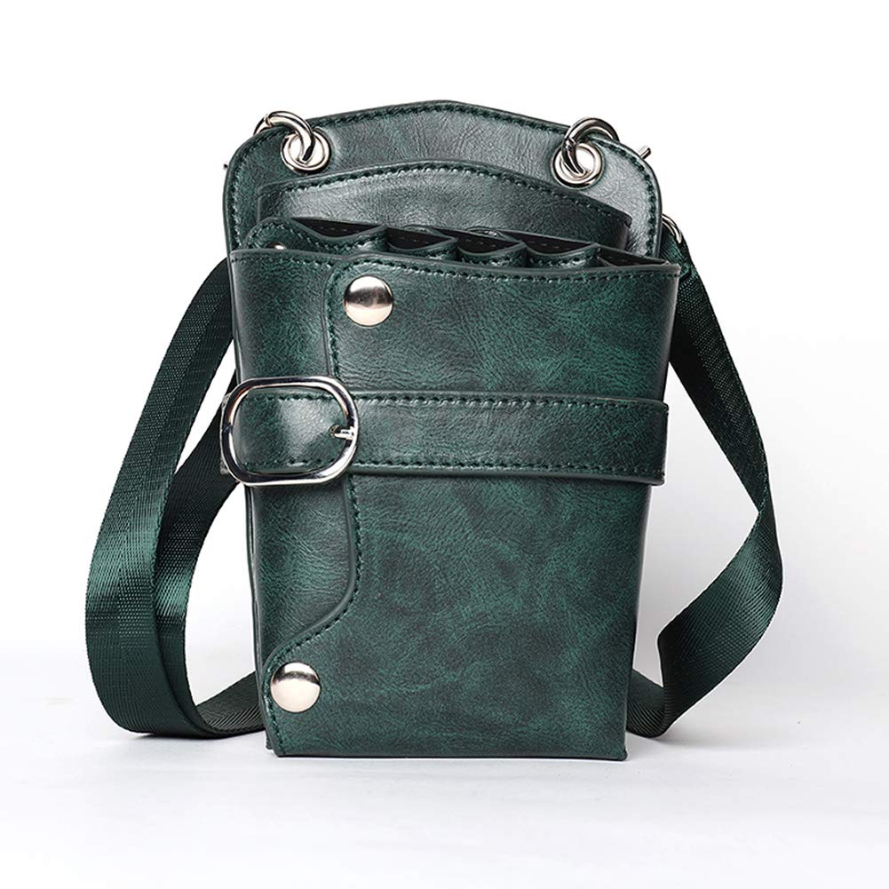 Werkzeugtasche Barber Toll PU Leder Friseur Schere Tasche Mit Stellbar Gürtel Friseursalon Schneide Tasche Reise Familie Veranstalter Miniwerkzeugtasche,Grün