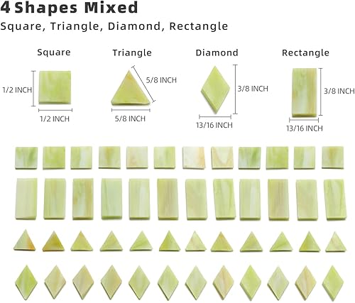 Vista 168 de Lanyani Azulejos de mosaico de vidrio para manualidades artísticas, 4 formas mixtas de vidrieras Tiffany, 200 piezas, Café