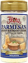 Flora 3 Cheese Shaker | Parmesan, Asiago & Romano (8oz Shaker - 227g) | 100% Grated | Imported Italian | Aged Over 10 Months | Italian Quality