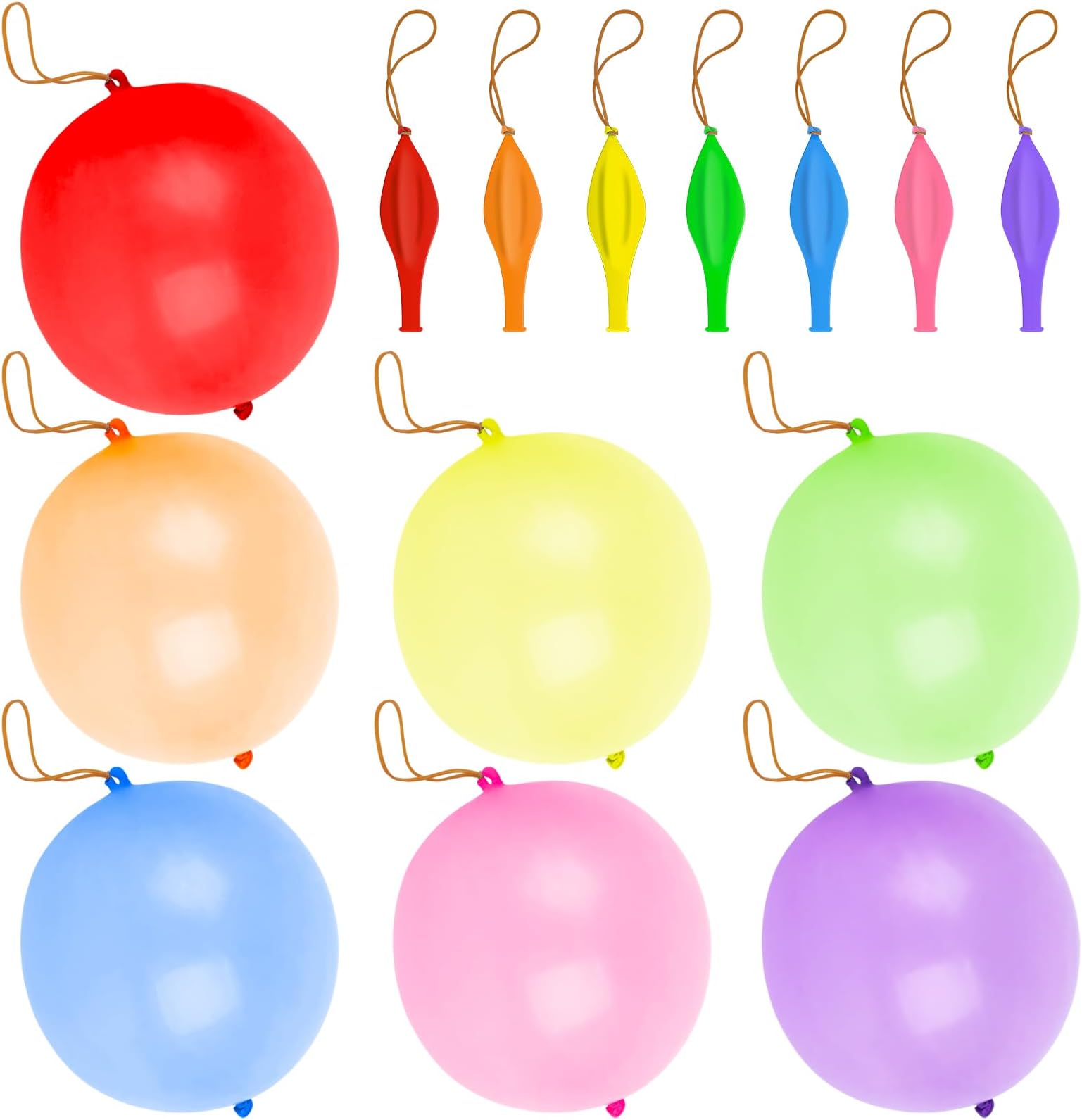 LovesTown 32PCS Punch Balloons, Punching Balloon Assorted Color Heavy Duty Party Favors for Kids Bounce Balloons with Rubber Band Handle for Birthday Party