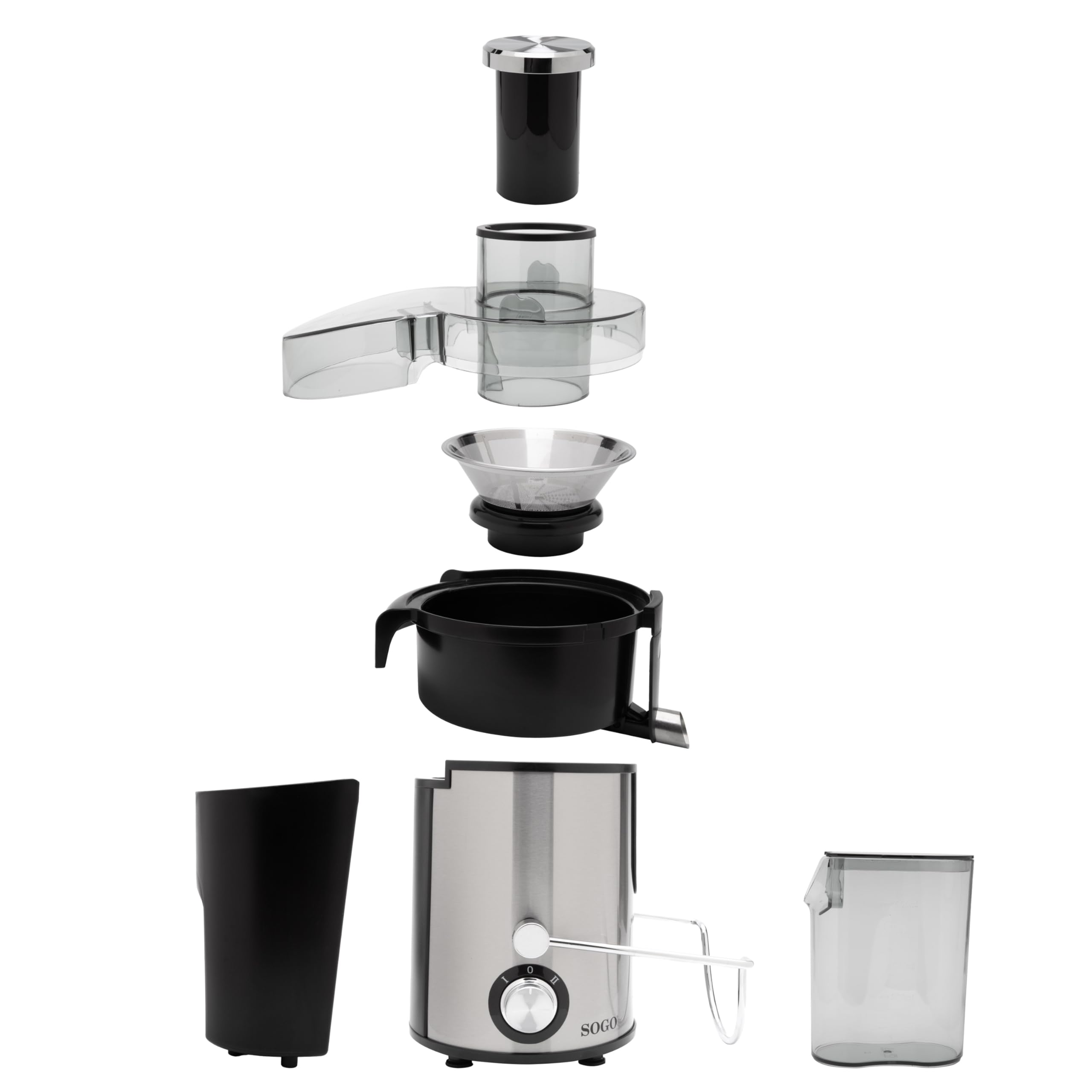 SOGO Licuadora Extractor de Zumos y Verduras 400W Rápida y Eficiente - Licuadora para Frutas y Verduras con Boca de 65 mm y Jarra de 500 ml - Licuadora de Acero Inoxidable Fácil Limpieza