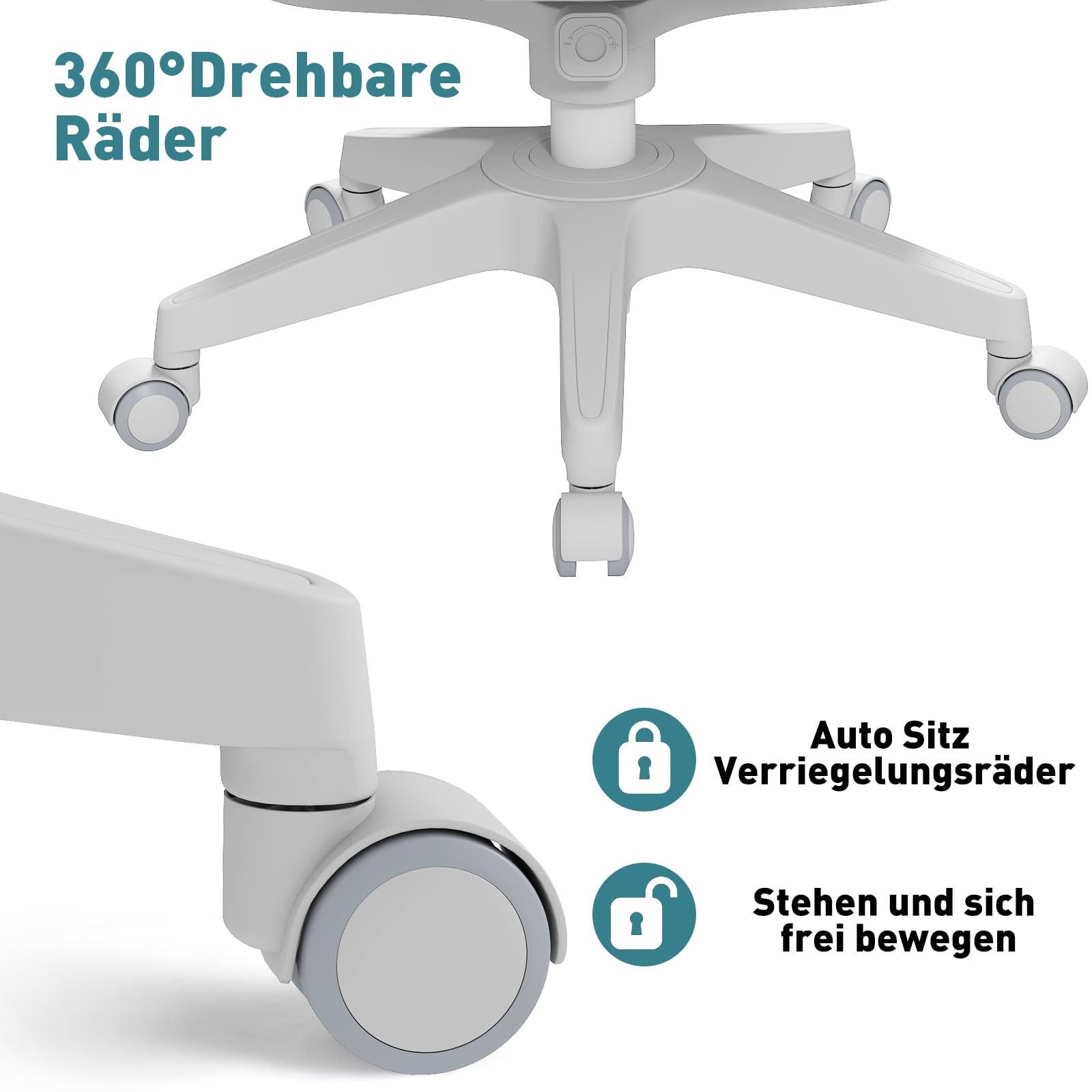 JOYLDIAS Schreibtischstuhl Kinder Ergonomischer, Kinderstuhl mit Verstellbarer Rückenlehne & Übergroß Fußablage, Bürostuhl Kinder Drehstuhl mit klappbarer Armlehnen, Stuhl Für Kinder & Jugendliche