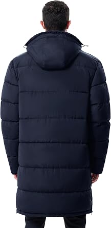 UIQUR Mens Long Winter Coats Lightweight Puffer Jacket Warm Insulated Waterproof Winter Jacket With Hooded