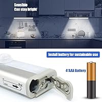 Vista 5 de Paquete de 6 luces LED con sensor de movimiento, 10 luces LED para armario operadas por batería, barra de luz nocturna magnética adhesiva, luz LED