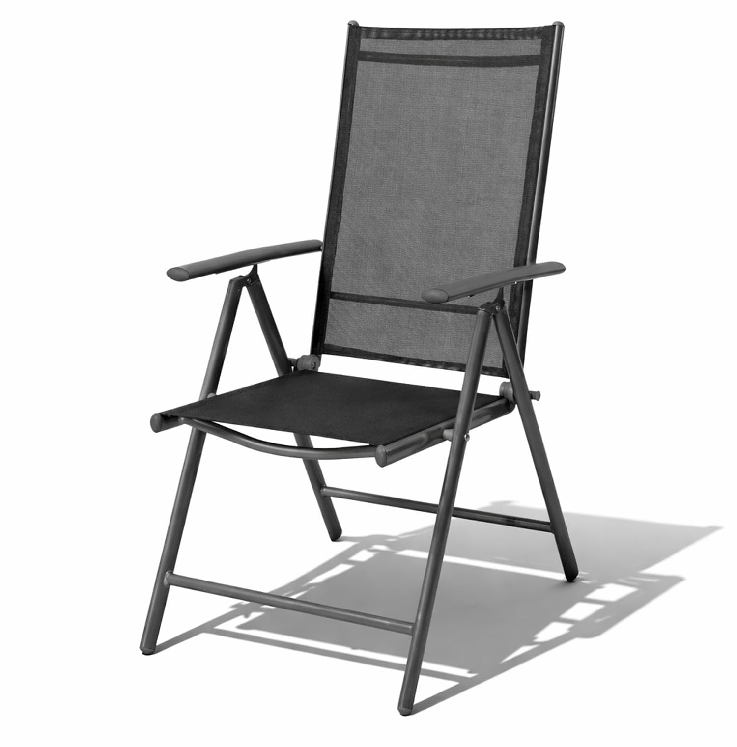 Mojawo - Sedia da Giardino con Schienale Alto, Regolabile in 7 Posizioni, Pieghevole, in Alluminio Resistente alle intemperie, Resistente alle intemperie, Colore: Antracite/Antracite