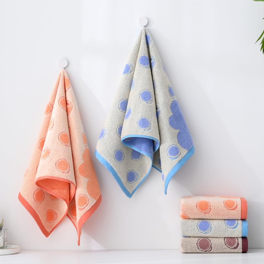 YiLUOMO Floral Bubble Pattern Hand Towel Set of 2 Highly Absorbent Quick Dry 100% Cotton Decorative Hand Towels for Bathroom, Hotels, Travel, Spa 13" X 29"(Brown) - Image 6