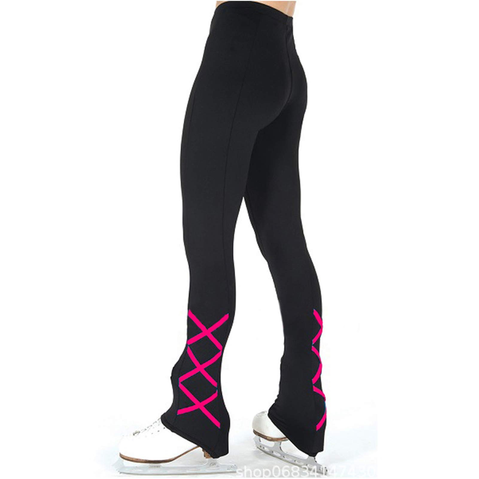 Pantalones de Patinaje Artístico Leggings para Patinaje Artístico para Mujer, Professional Medias para Patinaje, Moda Formación Ropa con Brillantes, Gimnasia Vestido (Color : B, Size : 140cm)
