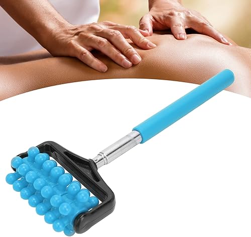Miniatura 6 de Rodillo de masaje de espalda, masajeador telescópico de goma para músculos dolor, cuello, brazo, pierna, espalda, cuerpo, hombres y mujeres (azul