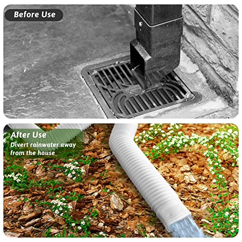 Pobomvom Rain Gutter Downspout Extensions, 21"-60" Flexible Drain Downspout Extender, Rainwater Drainage Pipe With 4" X 3" And 3" X 2" Connectors, Screws Included (1 Pack, White) #TOP5