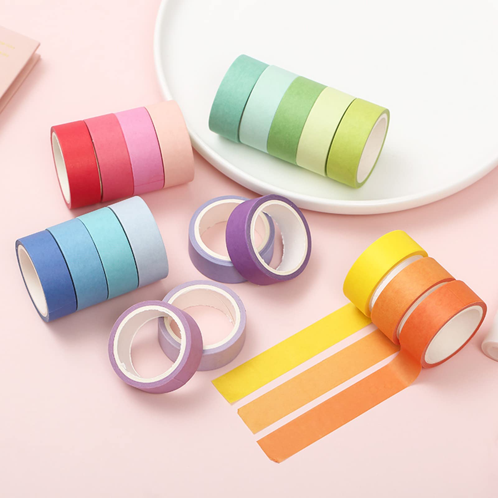 60 rolek taśma maskująca Washi zestaw o szerokości 15 mm, kolory Macaron ozdobne taśmy rzemieślnicze, do przyborów szkolnych DIY, pakowanie prezentów, czasopisma pocisków