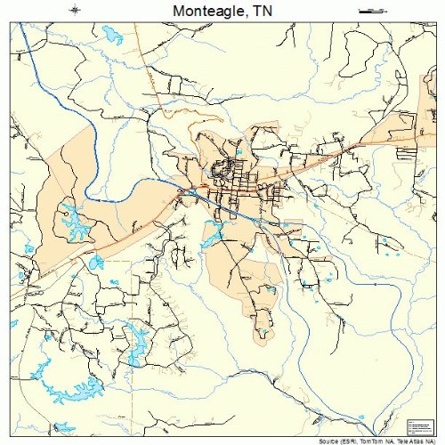 Large Street & Road Map of Monteagle, Tennessee TN Printed poster size wall atlas of your home