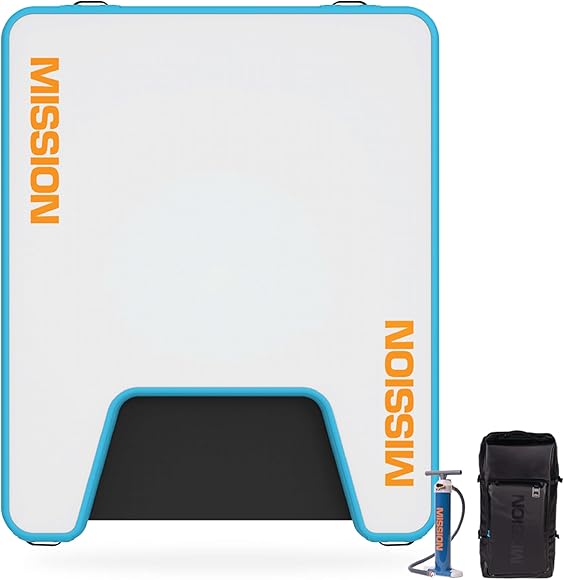 Mission Reef Lite inflatable floating mat with included hand pump and carry bag.