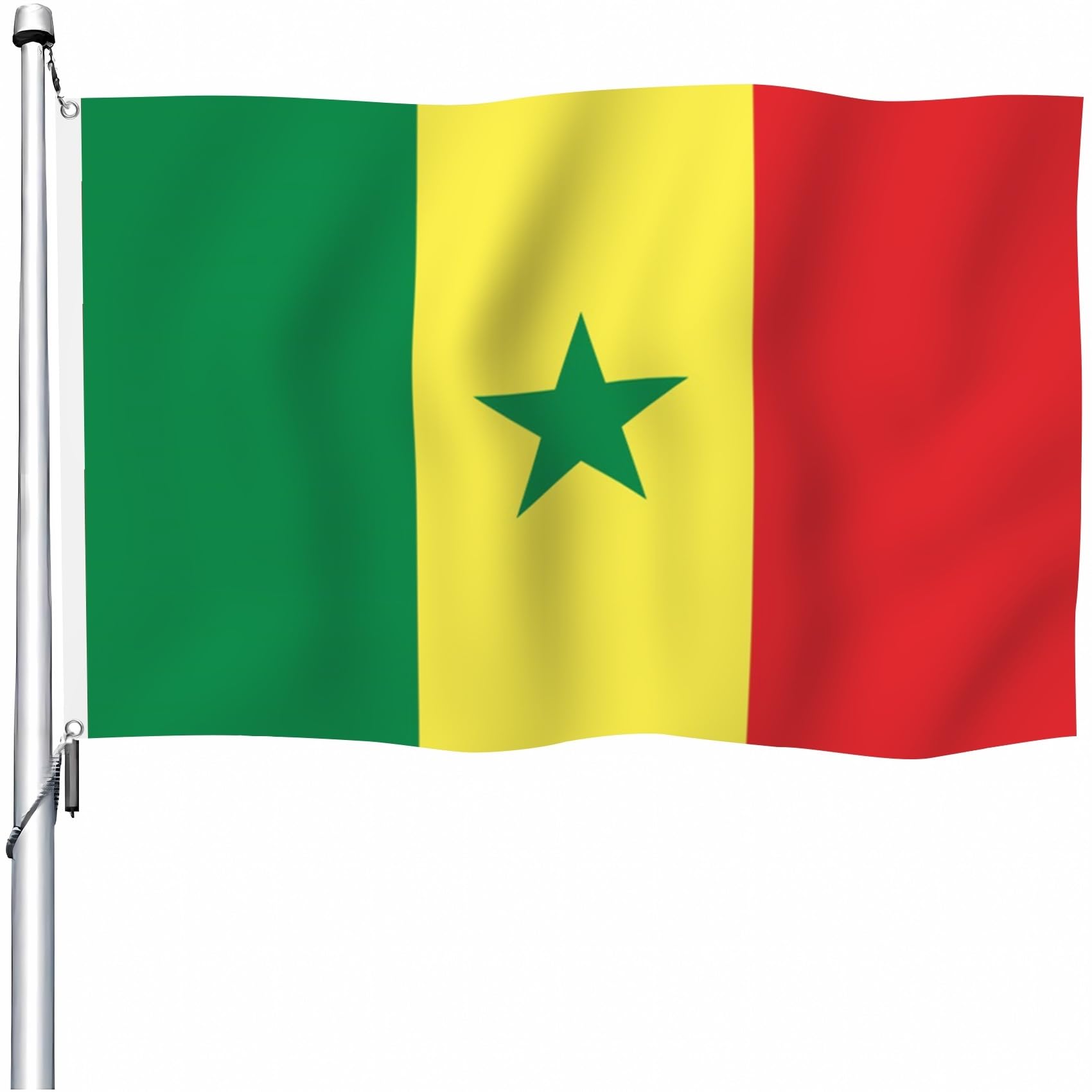 Drapeau sénégalais double face YongFoto 1,8x3m avec oeillets pour décoration extérieure