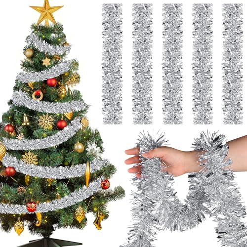 12M x 1 Stück Weihnachtsbaum Girlande Glitzer,9cm Weihnachtsgirlande...