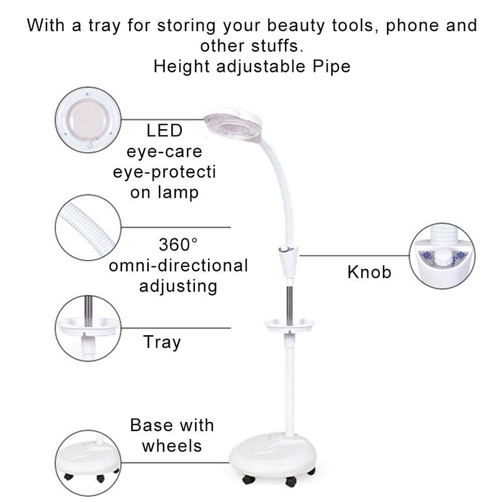 Lampa Terra a LED lente di ingrandimento (8X) LED luce di bellezza motivo di ricamo luci altezza Regolabile(EU)