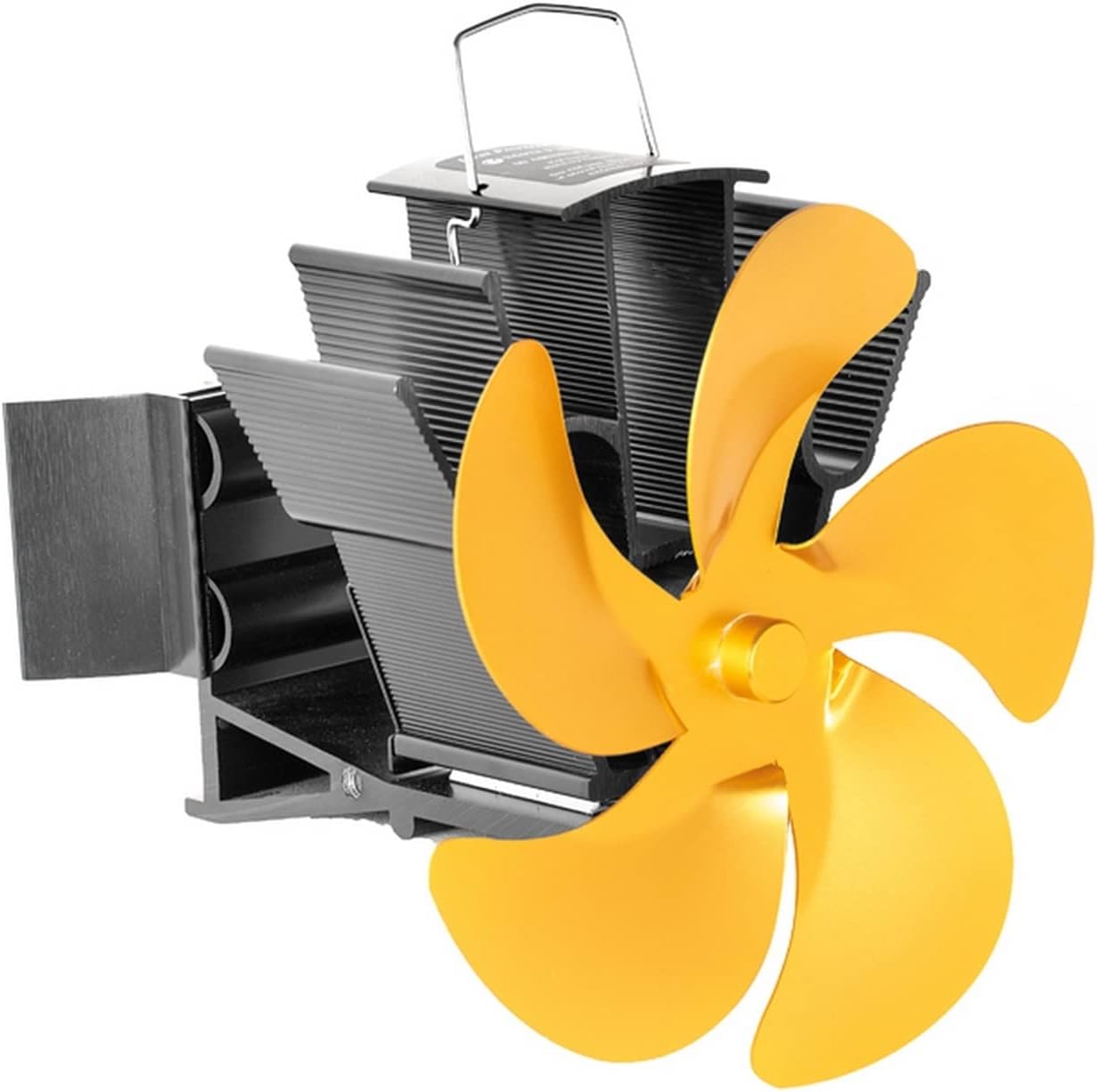 Heat Powered Stove Fan 5 Blade Black Heat Powered Stove Fan Log Wood Burner Eco Friendly Quiet Home Fireplace Fan Heat Distribution for Home Heating (Color : Silver) (Yellow)