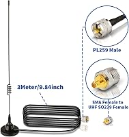 BINGFU Autós Rádió Antenna Duál Sávú VHF UHF Mágneses Talp PL259 3